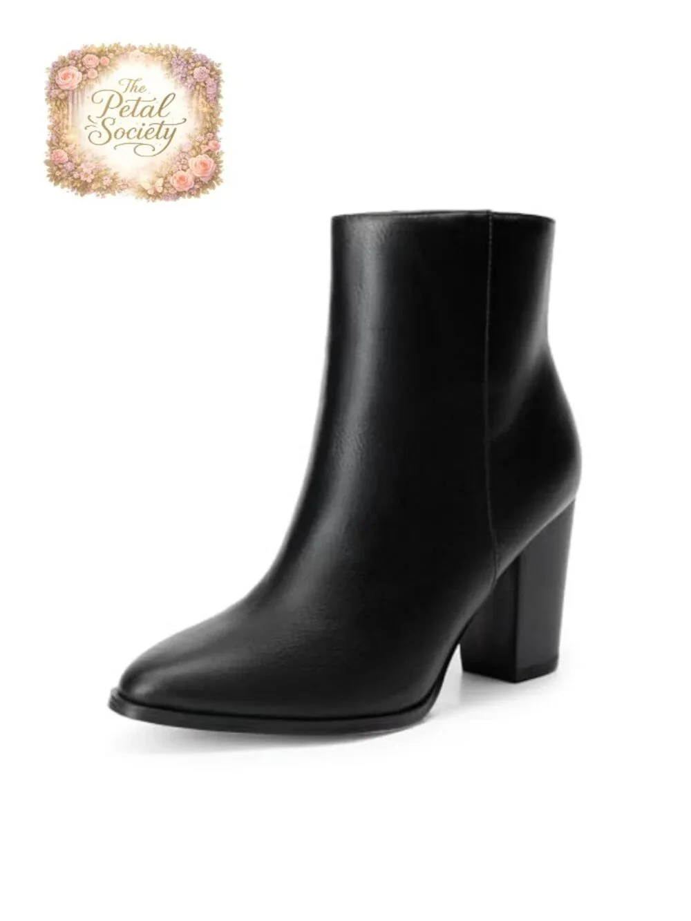 Dream Pairs Women's Chunky Block Heel Ankle Boots Pointed Toe Faux Leather